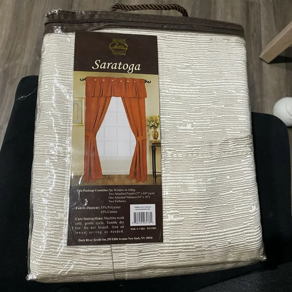 Duck River Textiles Window in a Bag Curtain Set SARATOGA color champagne 84